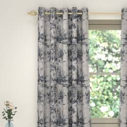 Toile Navy Eyelet Curtains