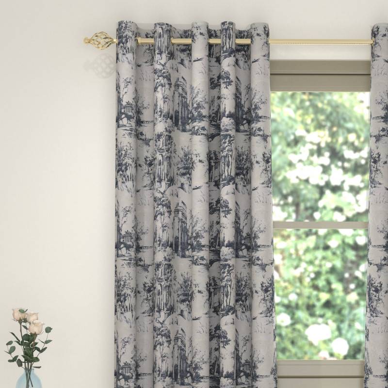 Toile Navy Eyelet Curtains