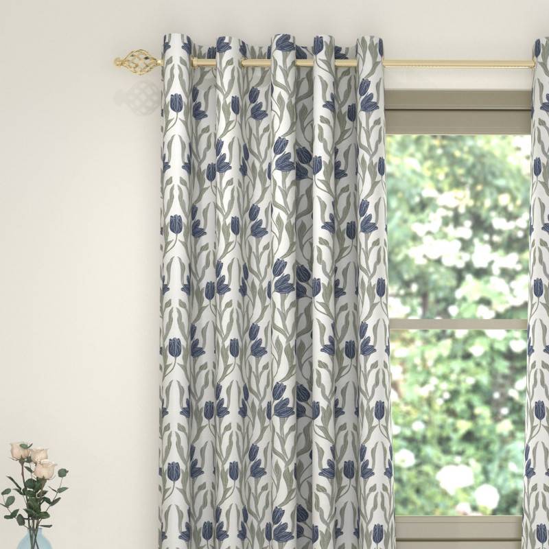 Tulip Navy Eyelet Curtains