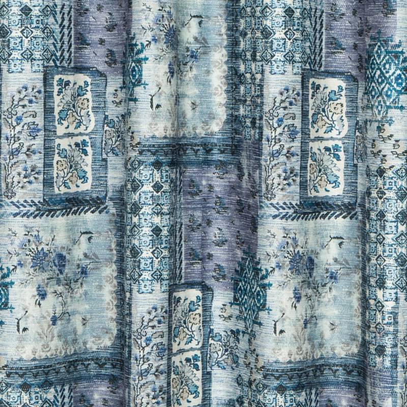 Patchwork Navy Eyelet Curtains