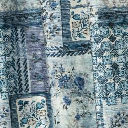 Patchwork Navy Eyelet Curtains